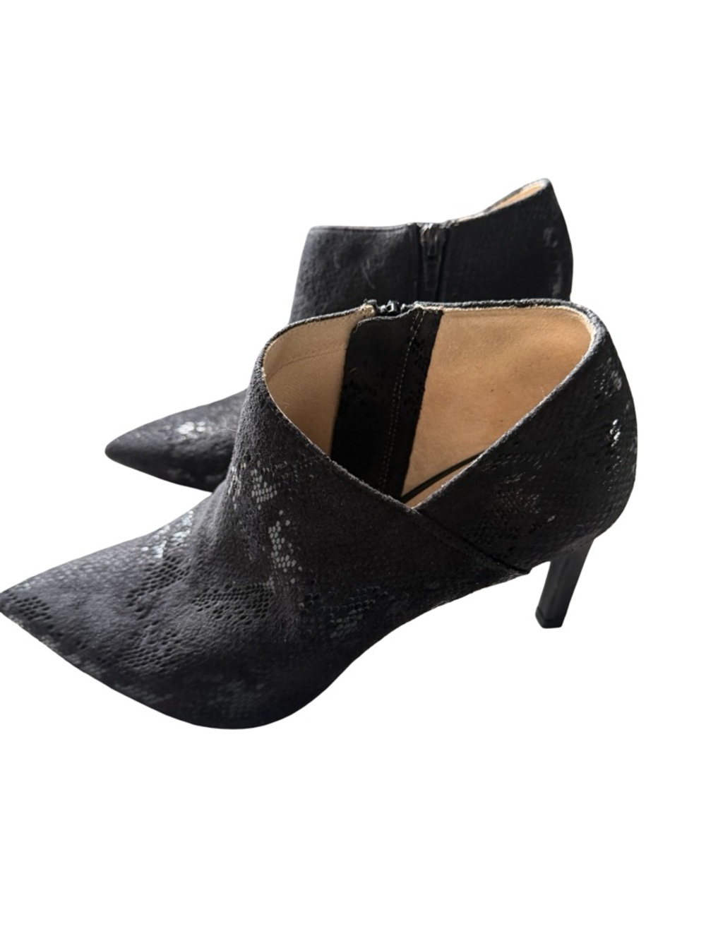 Life Stride Black Textured Pointed Ankle Booties